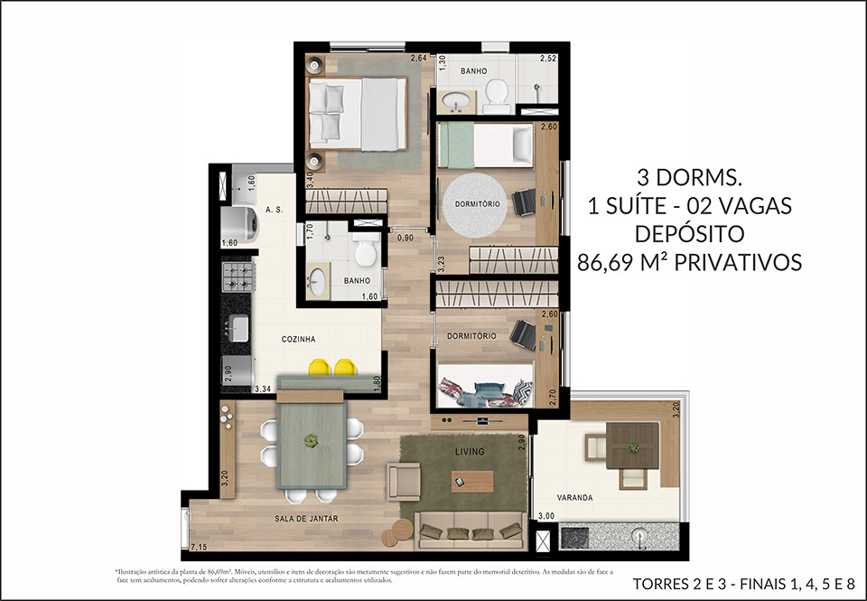 Planta 2 Dorms 86m²